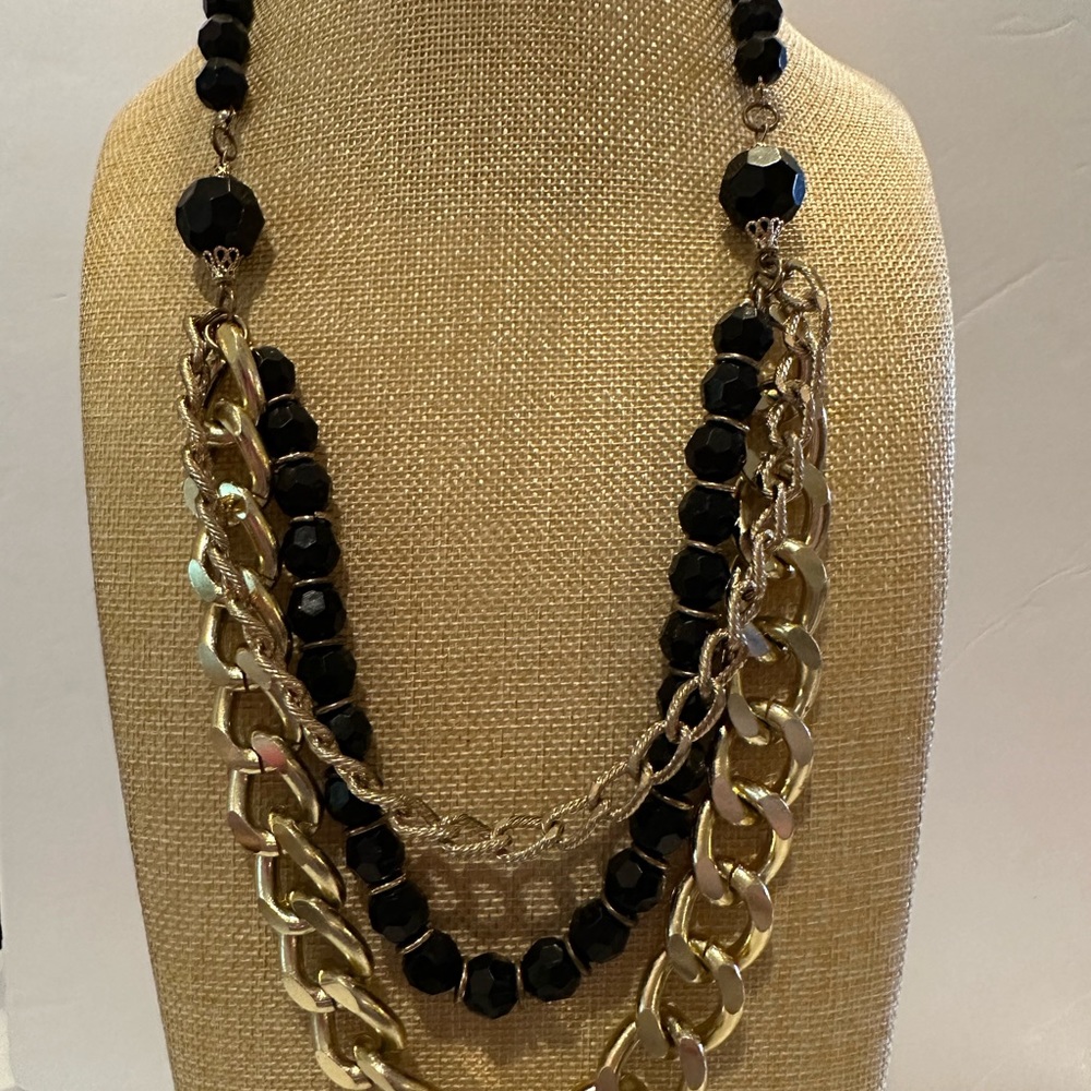 Chunky Statement Necklace- Multistrand Thrice Gol… - image 3